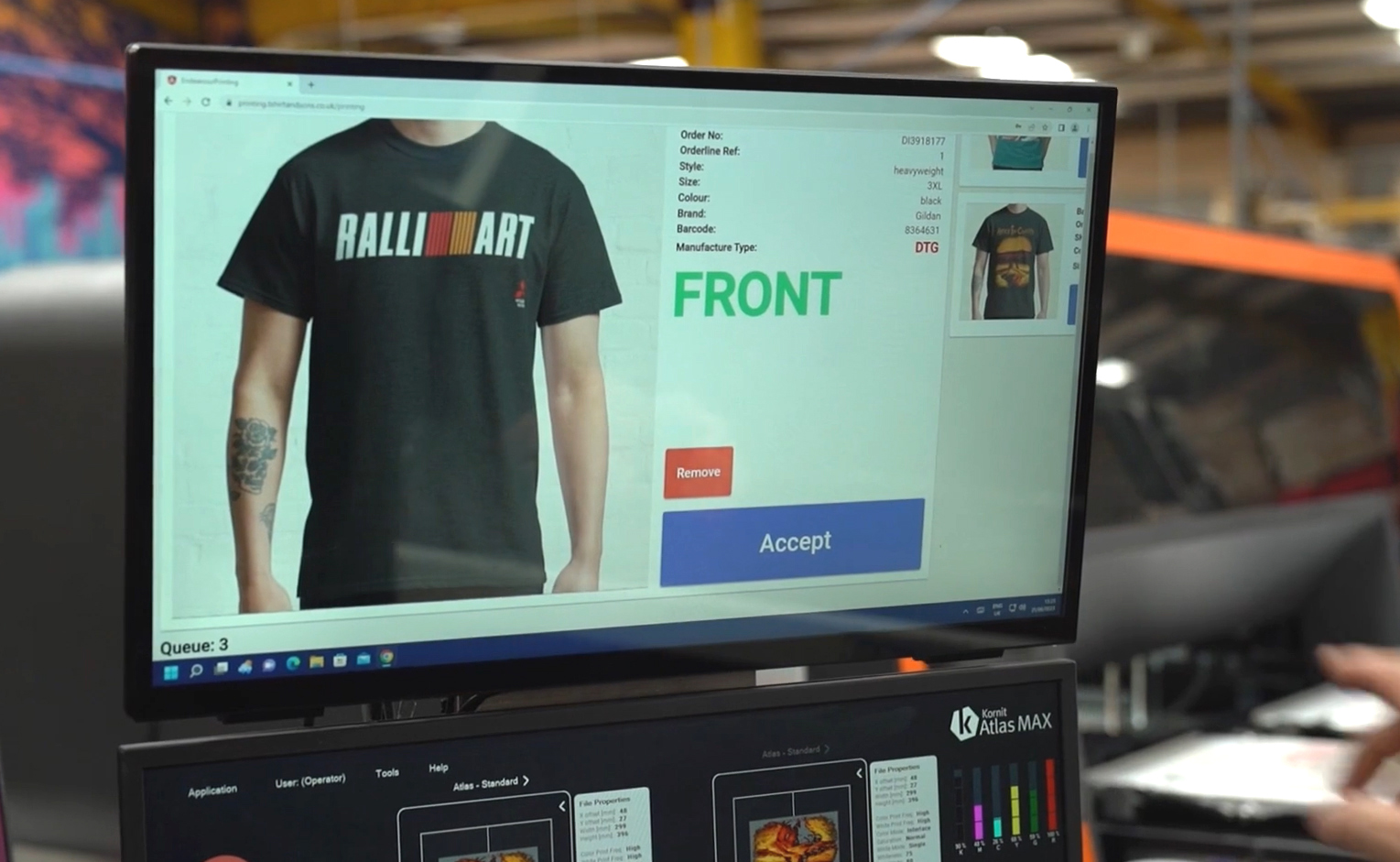 A unique QR code is assigned to every product going through the T-Shirt & Sons digital system. © Kornit