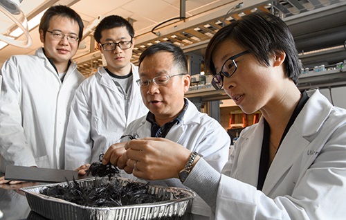 张金文和他的碳纤维回收研究团队。©华盛顿州立大学